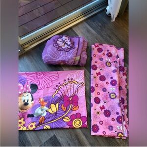 Disney Minnie Mouse Pink and Purple Bedding Set for Toddler Bed